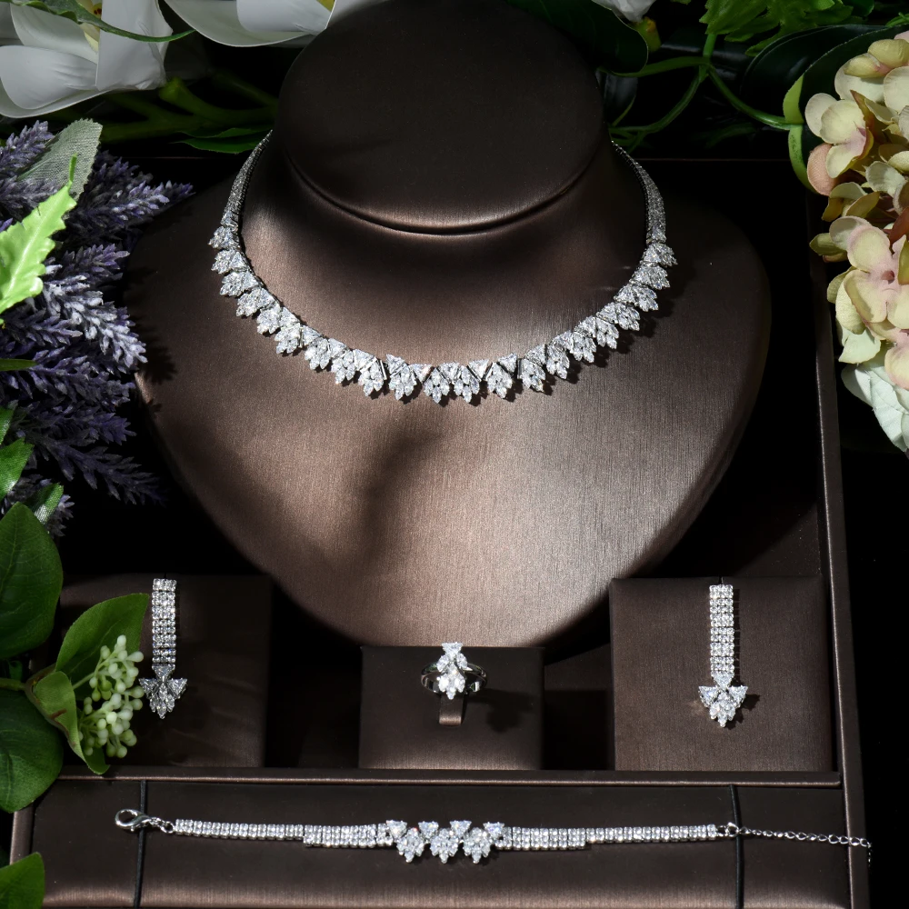 

Fashion Fashion African Jewelry Set for Women Zirconia Decorated Dubai Wedding Jewellery Set Bridal Costume Jewelry bijoux N-110