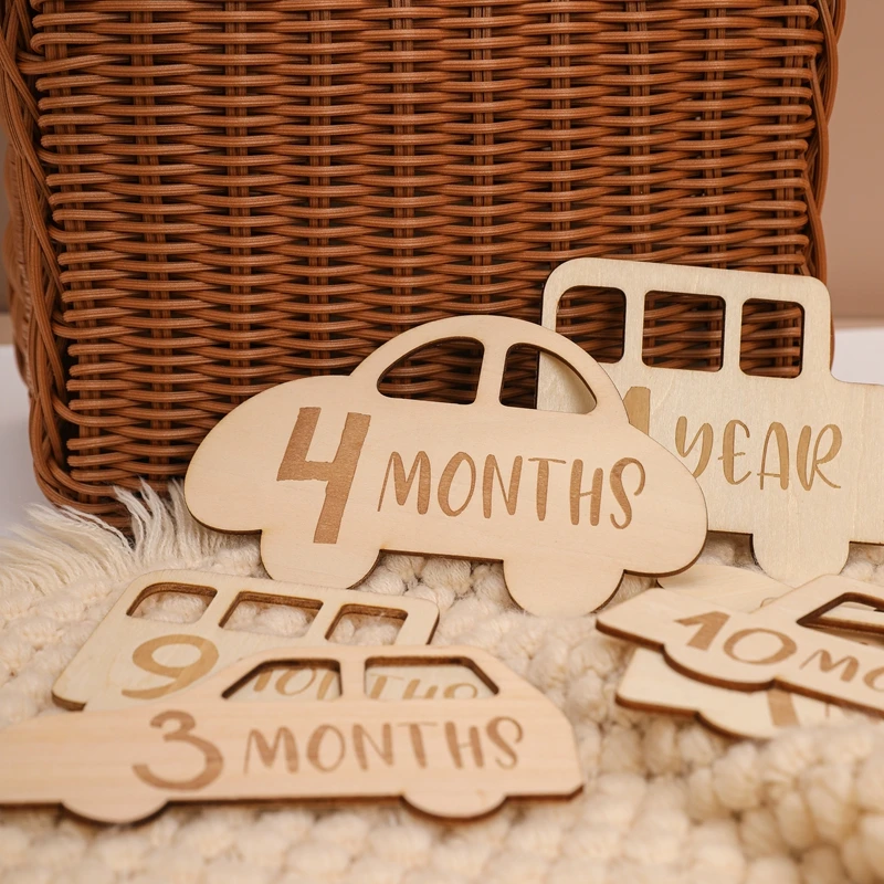 maternity photography packages near me 15pcs/set Baby Milestone Cards Car Shape Wooden Infants Birth Growth Record Card Handmade Newborn Birth Gift Photography Props hand & footprint makers at home	