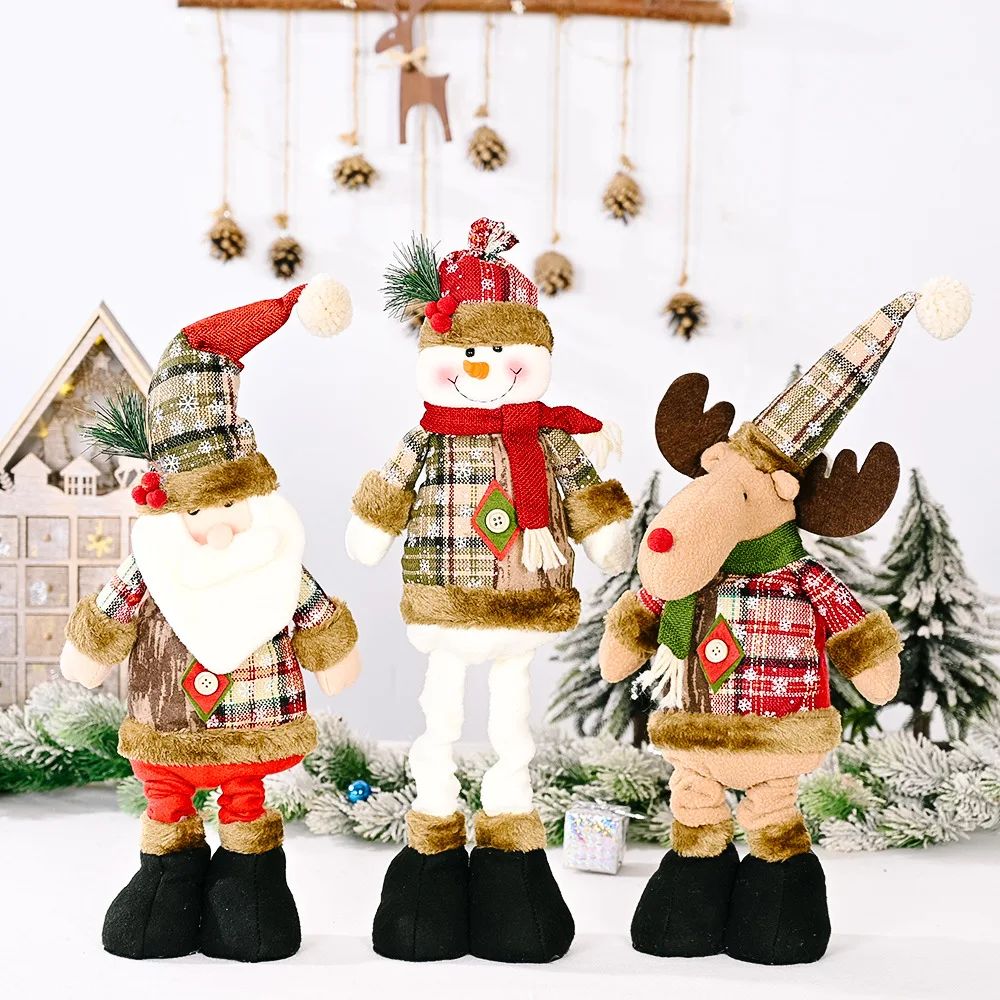 Weihnachtspuppen Baumdekor Neujahrsschmuck Rentier Schneemann Weihnachtsmann Stehende Puppe Frohe Weihnachtsdekoration_voghion.com