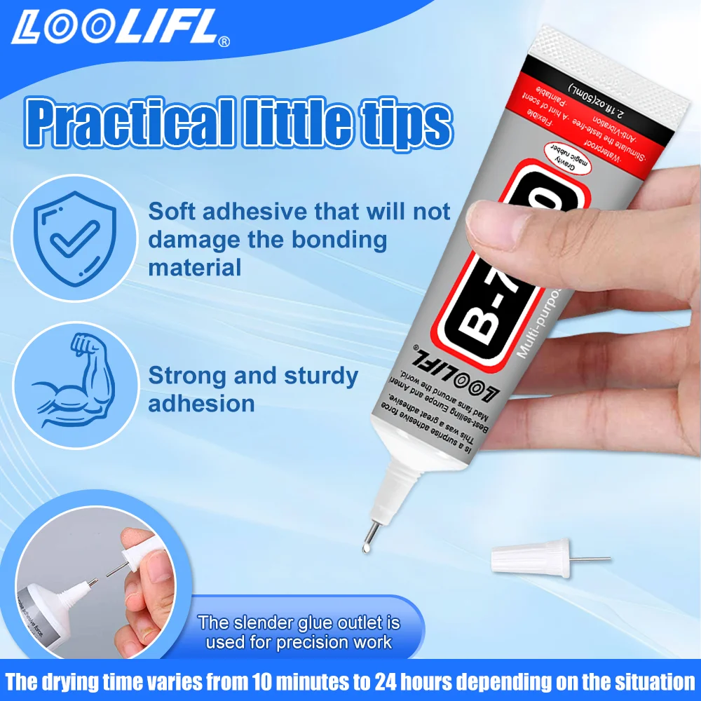Super Glue LOOLIFL B-7000 Adhesive 50ml Multipurpose Glue DIY Rhinestone Jewelry Crafts Phone Case Repair Touch Screen Liquid Super Glue