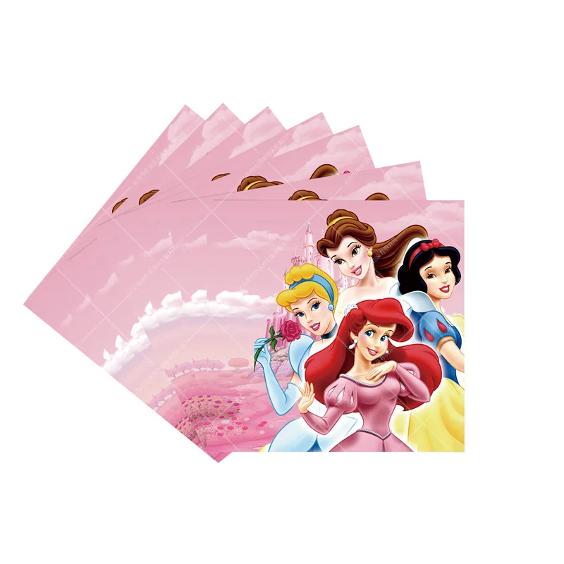 Birthday Party Supplies Party Supplies Party Decorations Disposable Tableware Paper Napkins Party Tableware Set Pink Princess Birthday Party Decorations Aurora Cinderella Cups Plates Napkin 3D Balloon Backdrop Girls Baby Shower Supplies