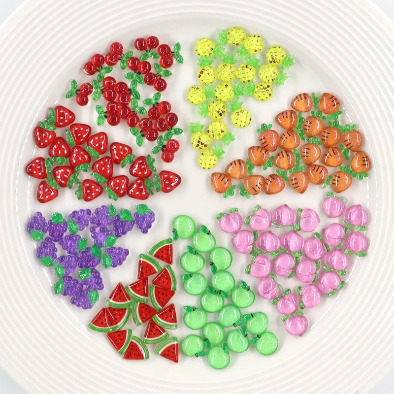 50Pcs Summer Kawaii 9mm Resin Mini Cherry Fruit Cabochon Ornament Jewelry Charms Nail Art Decoration Flatback Manicure Parts 5