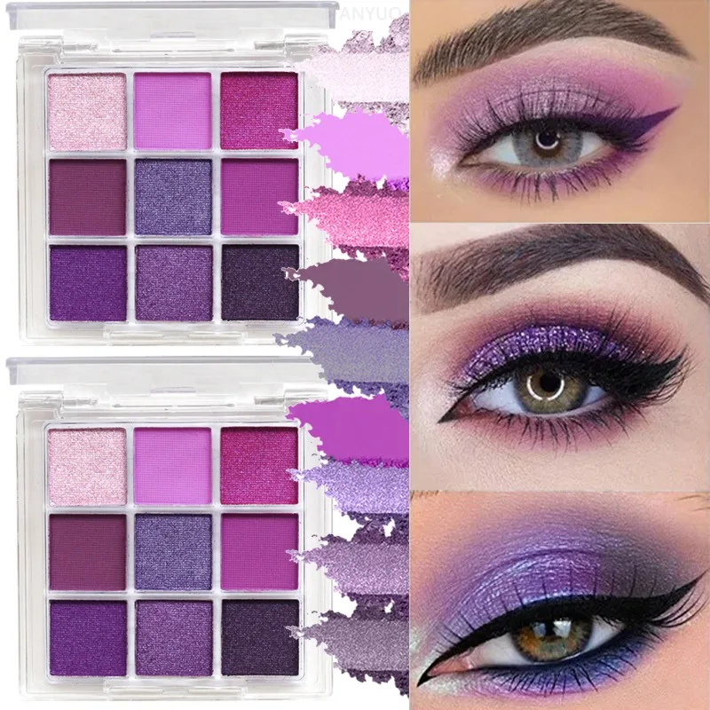 Vibrant 9-Color Glitter & Matte Eyeshadow Palette with Shimmer Finish