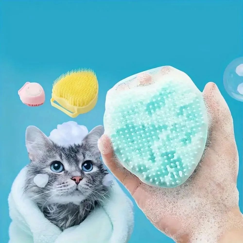 Pet Bath Brush Bathroom Soft Silicone Massage Comb Soft Safety Dog Cat Shampoo Brush Hair Fur Grooming Cleaning Accessories pet cleaning tools
