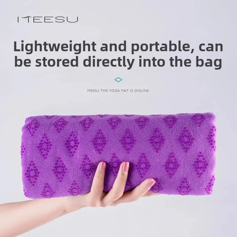 Portable Yoga Mat Towel Professional Anti-Slip Sweat Absorbent Folding Sports Yoga Mat Laying Cloth Easy to Carry Exercise