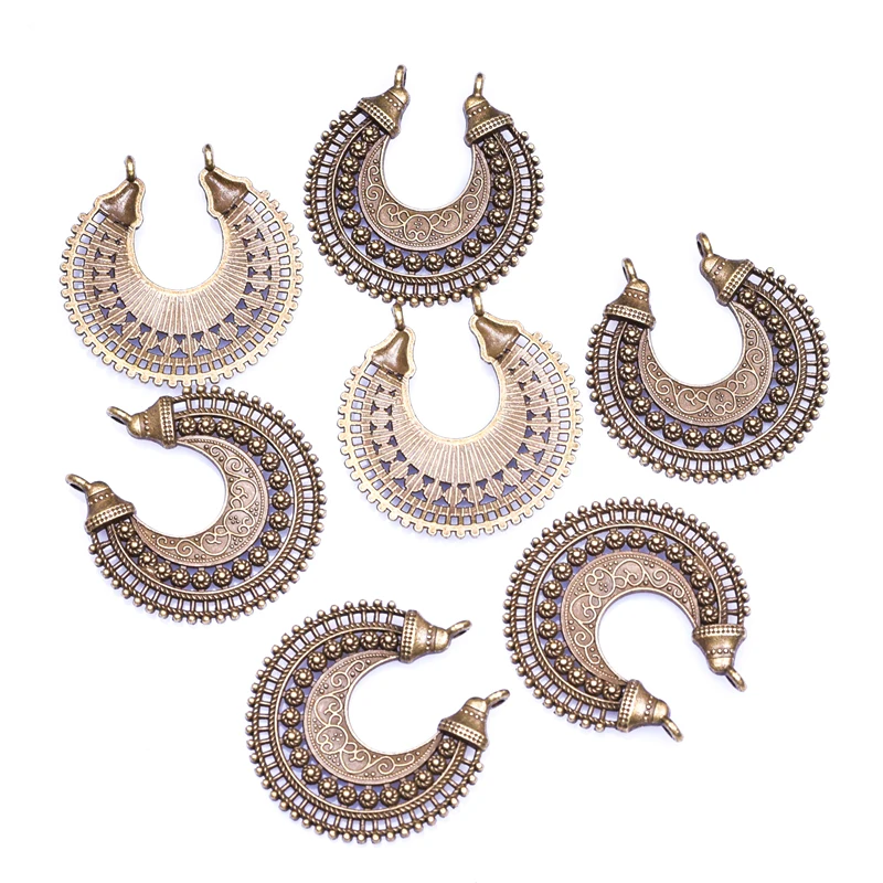 

4pcs/Lot Retro Bronze Crescent Hollow Connector Charms Pendant For Necklace Earrings Bracelet Jewelry Making Diy Accessories