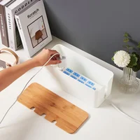 Large Cable Management Box – Wooden Style Cord Organizer and Cover for TV Wires, Computer, USB Hub and Under Desk Power Strip – 3