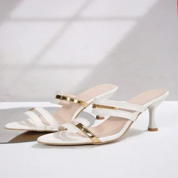 شباشب حفلات مريحة جديدة عصرية للنساء صيفية مفتوحة الأصابع أنيقة بلون سادة مقاومة للماء شباشب كاجوال للطاولة 6