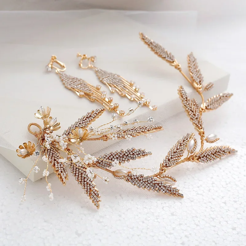 

Золотистый свадебный головной убор в стиле барокко, изысканные аксессуары для волос, свадебные украшения в европейском и американском стиле мори