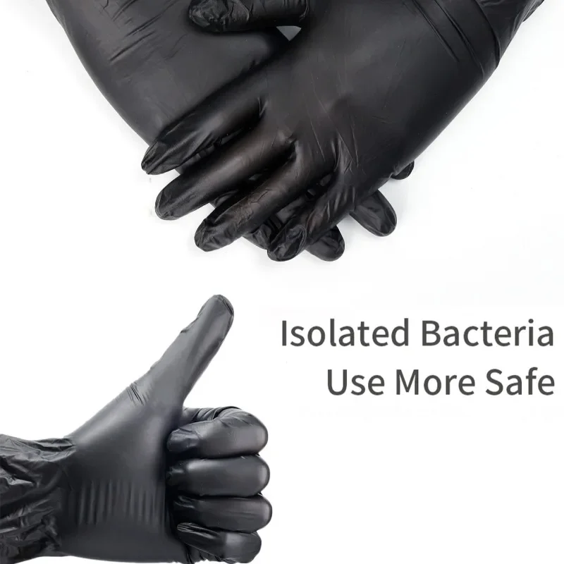 10/100PCS Disposable Black Gloves Elasticity Nitrile PVC Waterproof Working Glove Cleaning Hairdressing Kitchen Handmade Tools