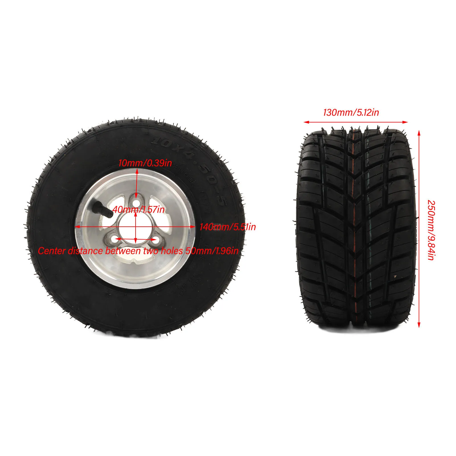 카트 타이어 고카트 타이어 10x4.50?5 ATV UTV 고카트 농업용 차량용 허브 방폭 미끄럼 방지 타이어