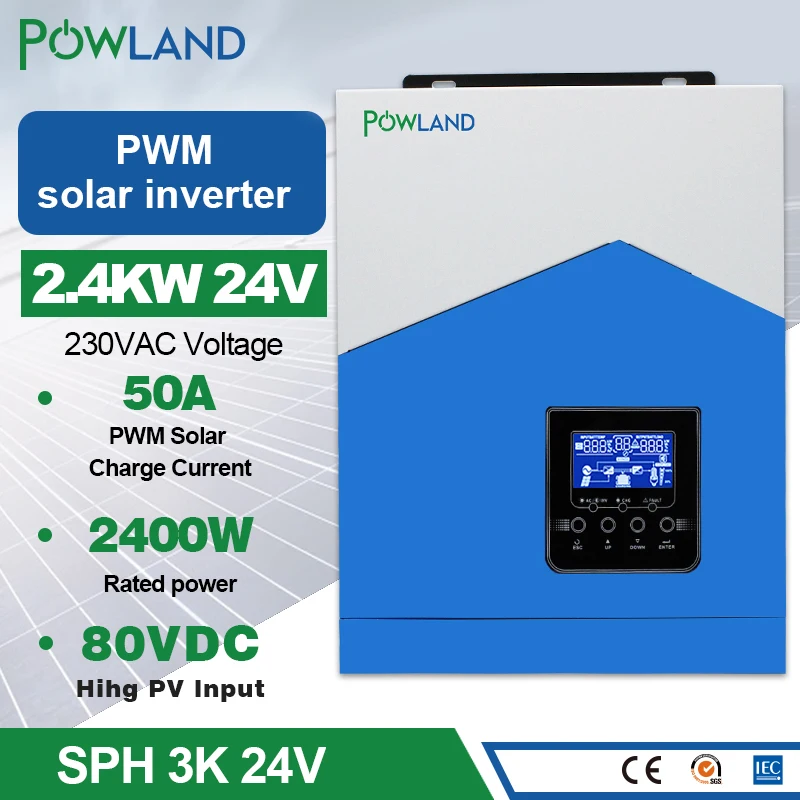 Solar Wechsel richter 3000w reine Sinus welle 24V 220V Hybrid Wechsel  richter eingebauter 50a pwm Solar laderegler Batterie ladegerät Inverter -  AliExpress