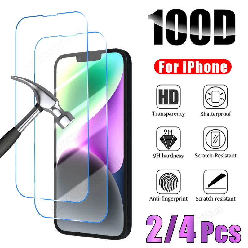 thumbnail image 1 of 2 uds 4 Uds vidrio templado para iPhone 15 14 13 12 11 Pro Max Protector de pantalla para iPhone 15 14 Plus X XS Max XR 13 12 Mini vidrio, 1 of 4
