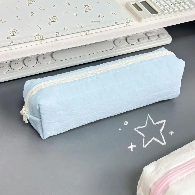 Elegant Cream Multi-functional Pencil Case - Large Capacity Stationery Organizer