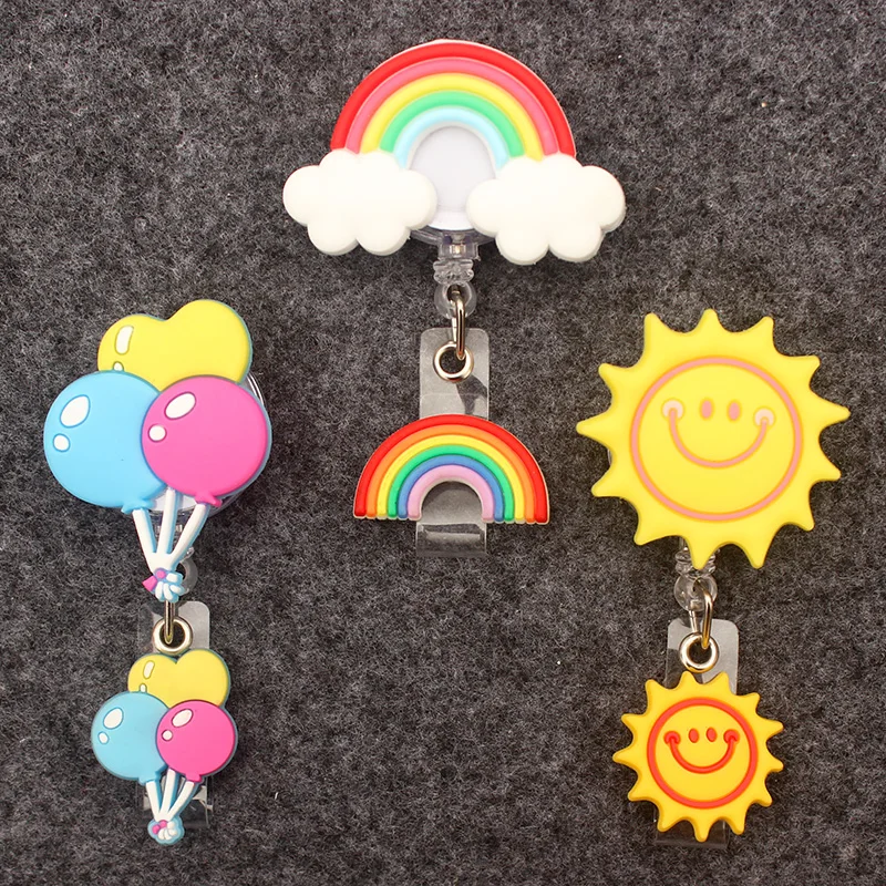 

The New Creative Rainbow Cloud Style Retractable Card Holder Badge Reel Nurse Exhibition Enfermera Girl And Boy Name Card
