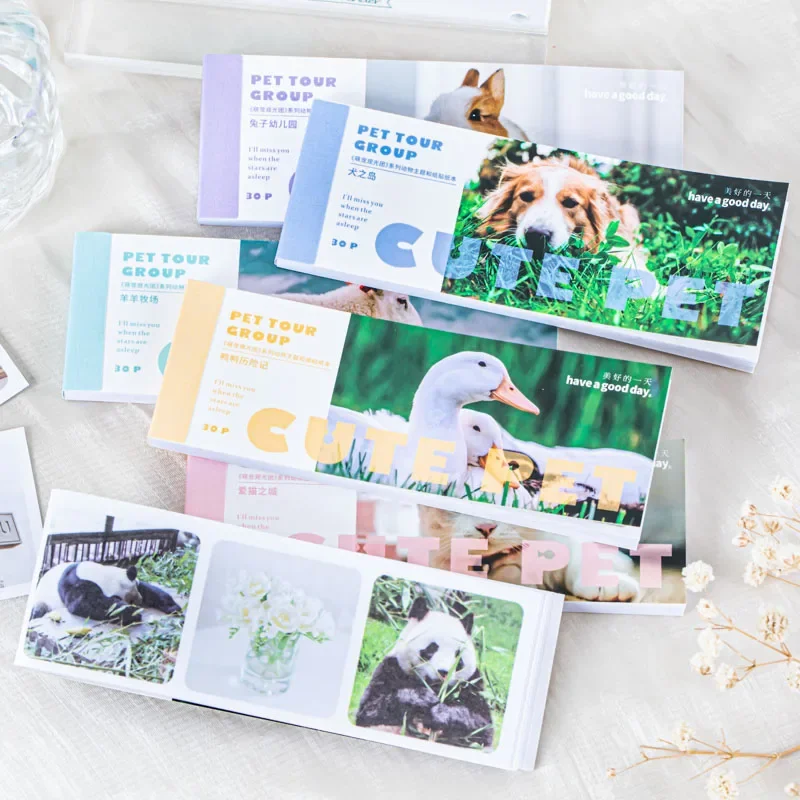 

30Sheet Stickers Pet Sightseeing Group Animal themed Handbook Collage School Materials Scrapbooking Stationery 163*55MM