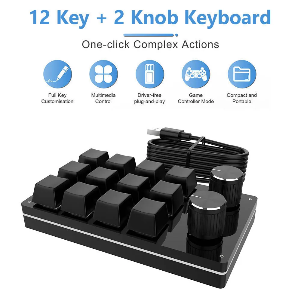 Bluetooth Wireless/USB 12 Key 2 Knob Mechanical Keyboard Gaming Keyboard Shortcut Programmable Keypad Keys Custom Macro 3-9 Key - 5