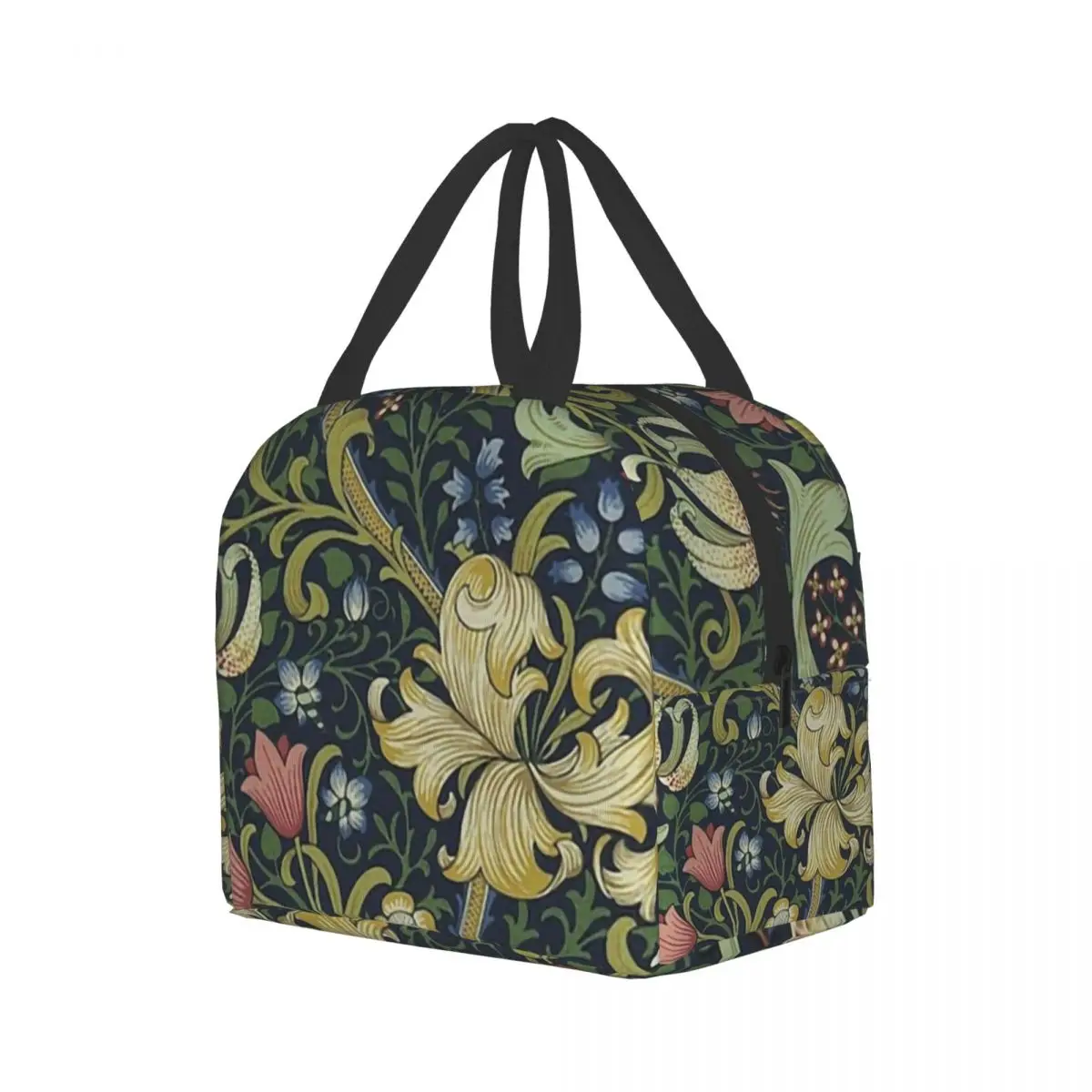 William Morris Golden Lily Insulated Lunch Bags for Outdoor Picnic Flower Pattern Leakproof Thermal Cooler Bento Box Women Kids