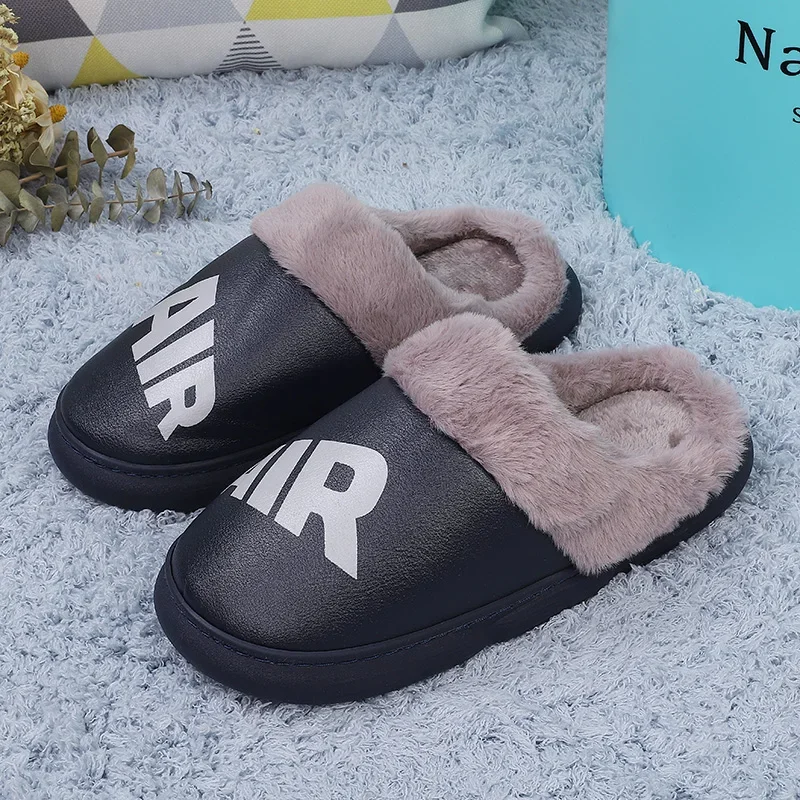 

Cotton Shoes Men's Winter Slipper Bedroom House Warm Plush Furry Hard-wearing Water Proof Anti-slip Comfortable Couple Slippers