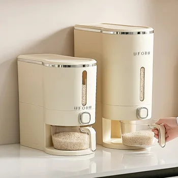 5kg Rice Dispenser Closet Storage Food Storage Automatic Rice Storage Box Dry Food Dispenser For Pantry Racks Closets Storage