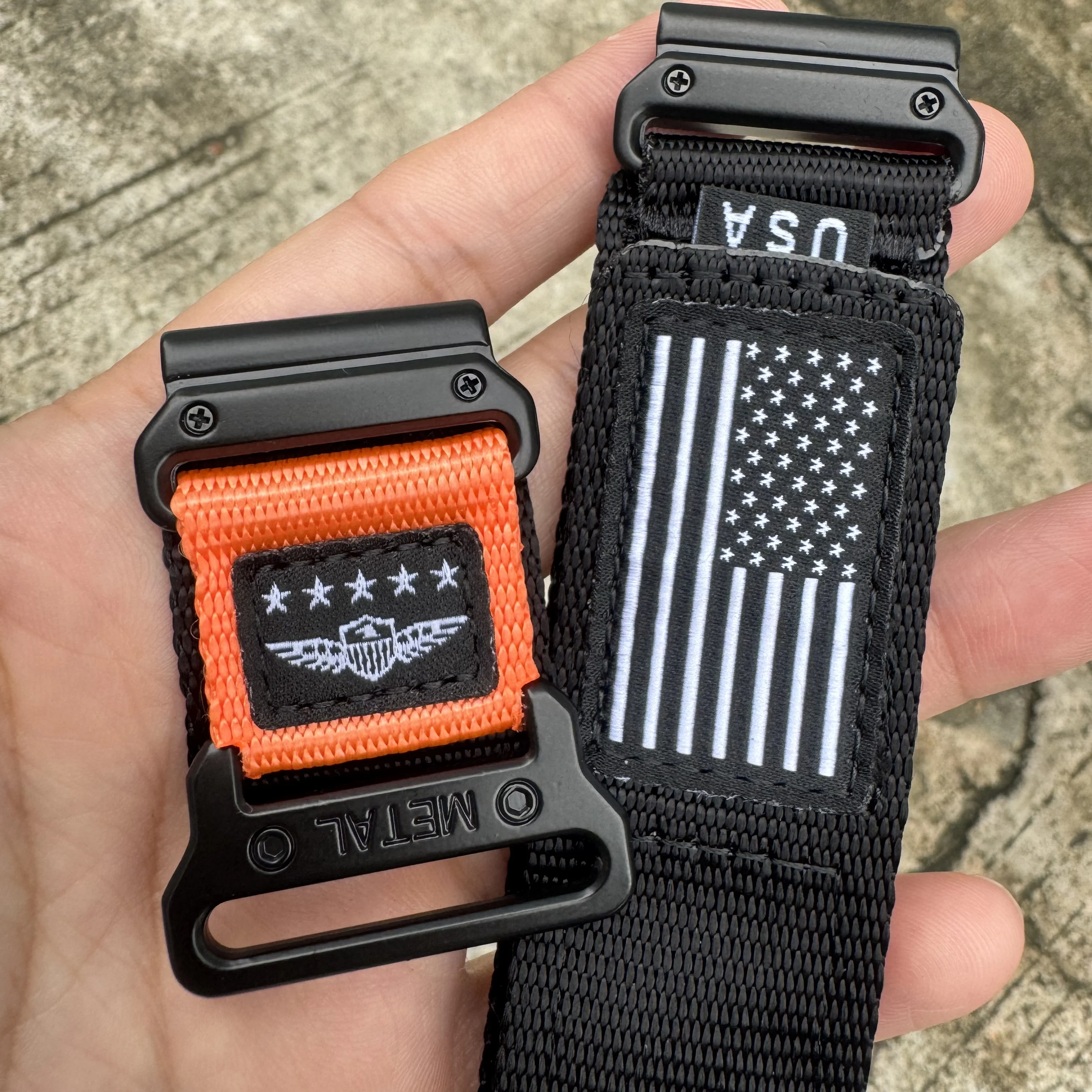 Premium Tactical Nylon Watch Strap with Metal Quick Release Buckle - USA Flag Design for Outdoor and Sports Enthusiasts