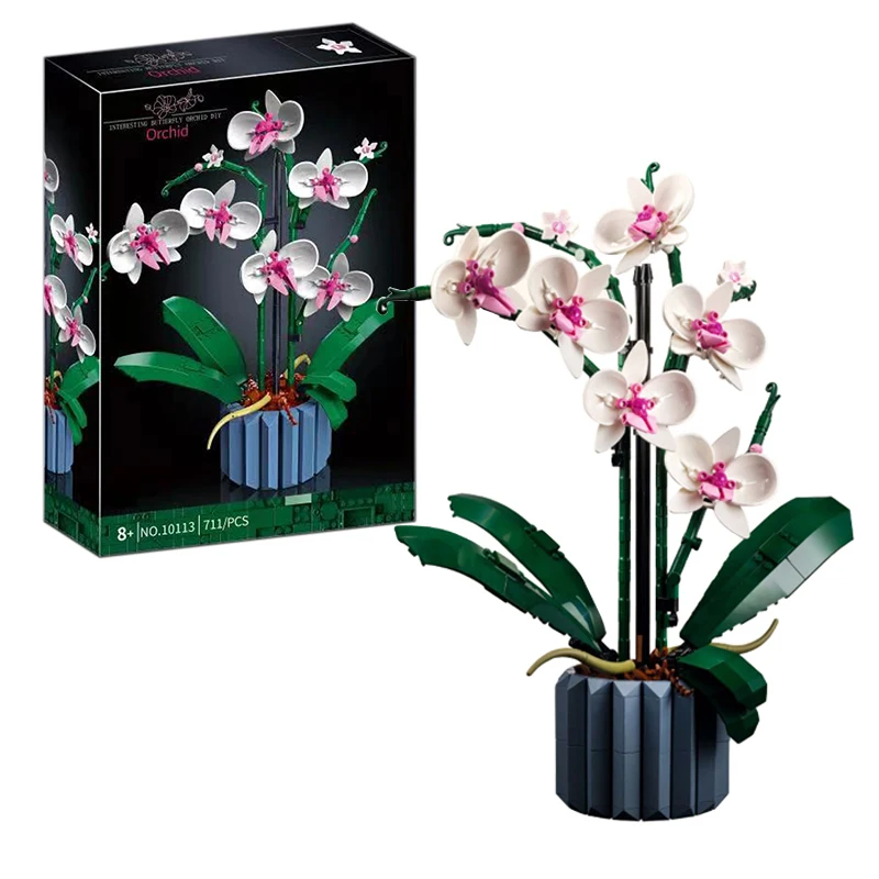 Kit de construction bouquet de fleurs - Orchidée rose - 1369 pièces