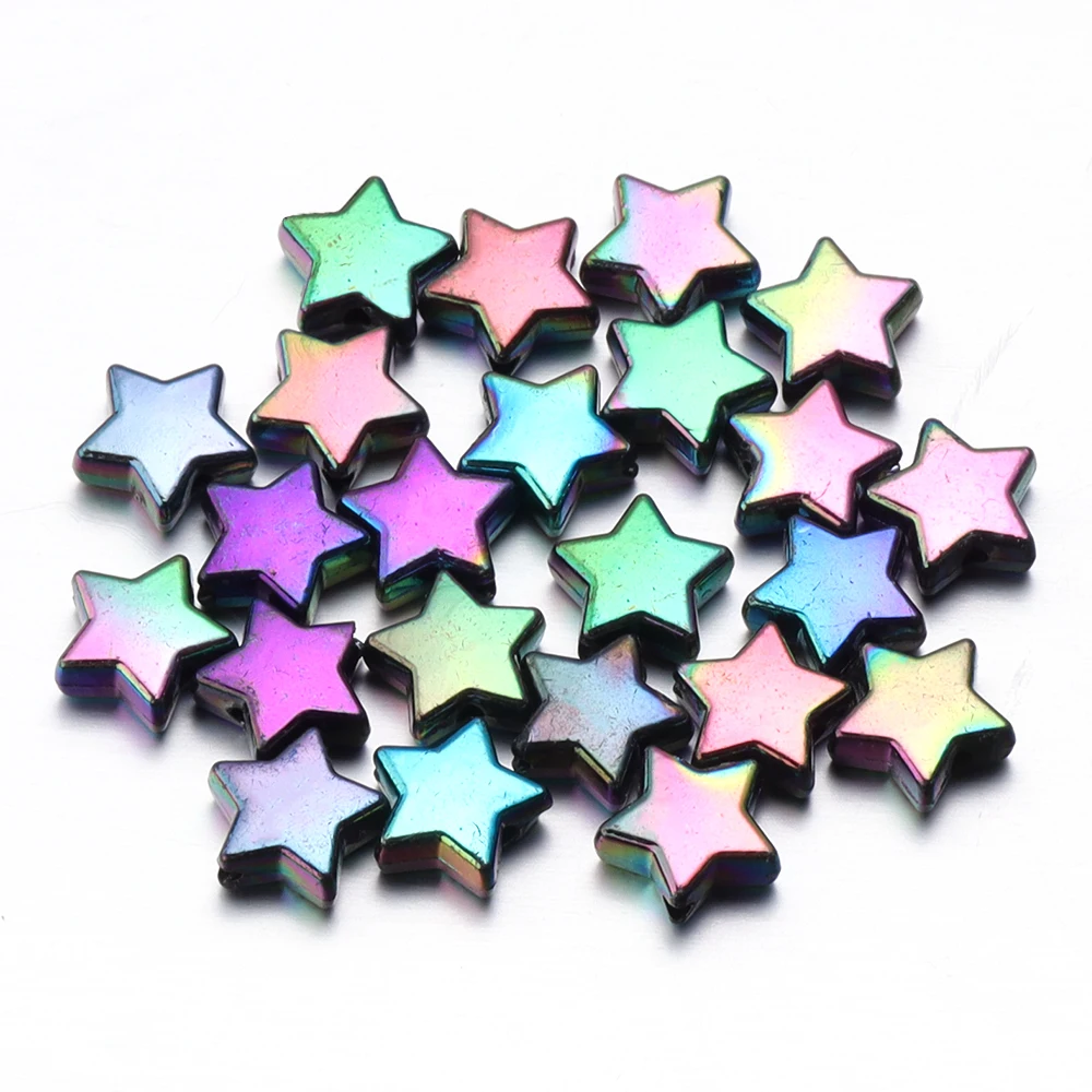 100pcs AB Color Acrylic Star Beads for DIY Jewelry and Crafting
