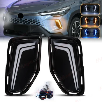 LED Daytime Running Lights (DRL) with Turn Signal Fog Lamps for Toyota Corolla Cross 2024–2025 – Front Bumper Daylights in White, Yellow, and Blue