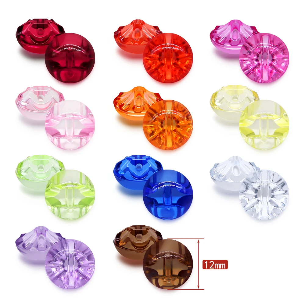 New 30pcs/lot 12mm Colorful Acryl Clear Sewing Buttons For Women Girls Shirt Clothing Handmade DIY Crafts Accessories