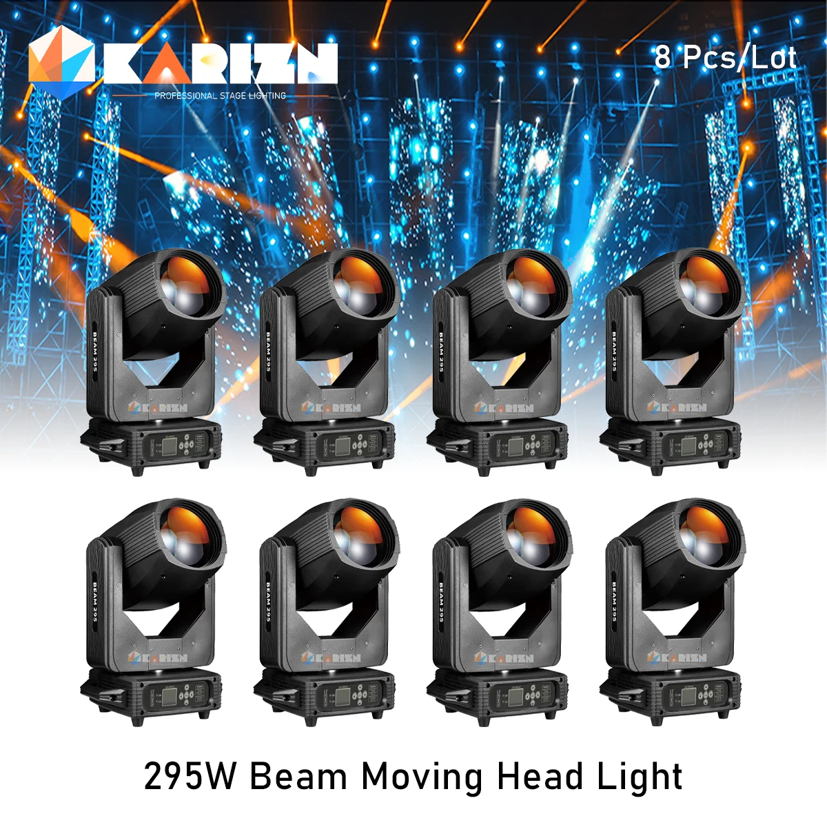 0 Tax 8Pcs 295W 15R Lyres Sharpy Zoom Beam Moving Head Light  Beam Moving Head Light DMX Stage Light Disco Light