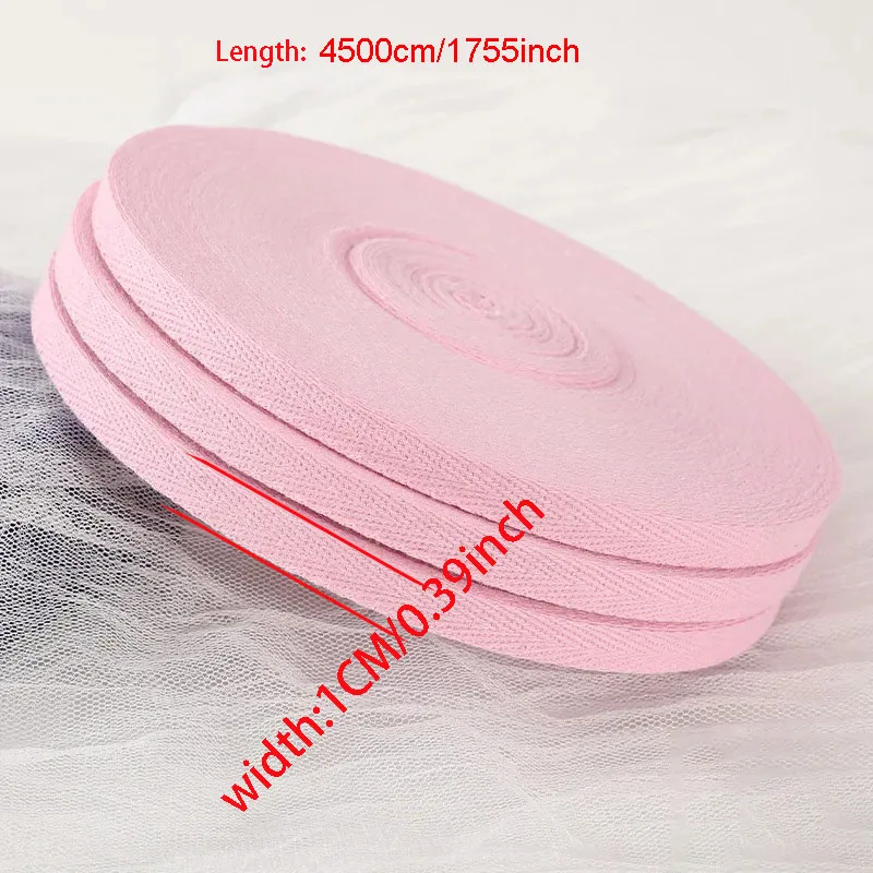 1롤 45미터 10mm 코튼 리본 헤링본 수제 레이스 리본 1cm 의류 웨딩 파티 장식 DIY 재봉 원단 공예