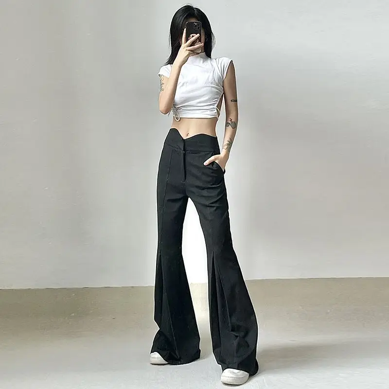 

Loose High-waisted Pleated Thin Slightly Booted Suit Pants Women's Slim-fit Drape Floor-mopping Trousers Women Trousers