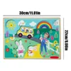 Wooden Song Peg Puzzle 6pc Wooden Ms Rachel Cartoon Scene Puzzles with Songs Musical Puzzle Toy Peg Puzzles Board for Kids 2-6Y 6