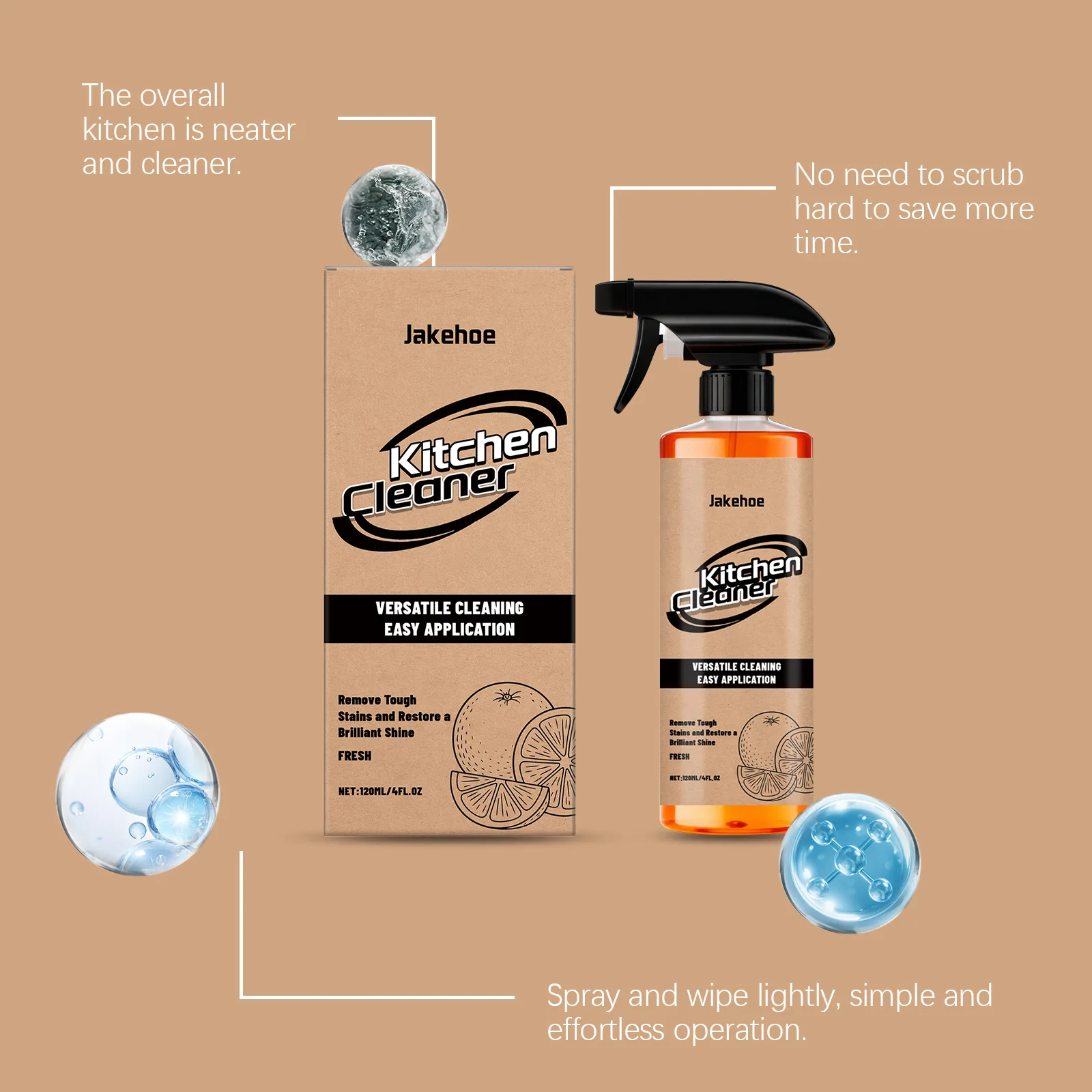 120ml Household Cleaning Spray Kitchen Oil Foam Cleaner Strong Oil Stain Degreaser Gentle Ingredients Household Grill Oven