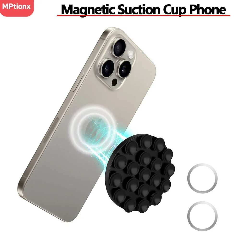 Mptionx Magnetic Suction Cup Phone Mount Silicone Suction Phone Case Grip Stand Holder Hands-Free Mirror Shower Holder Mou