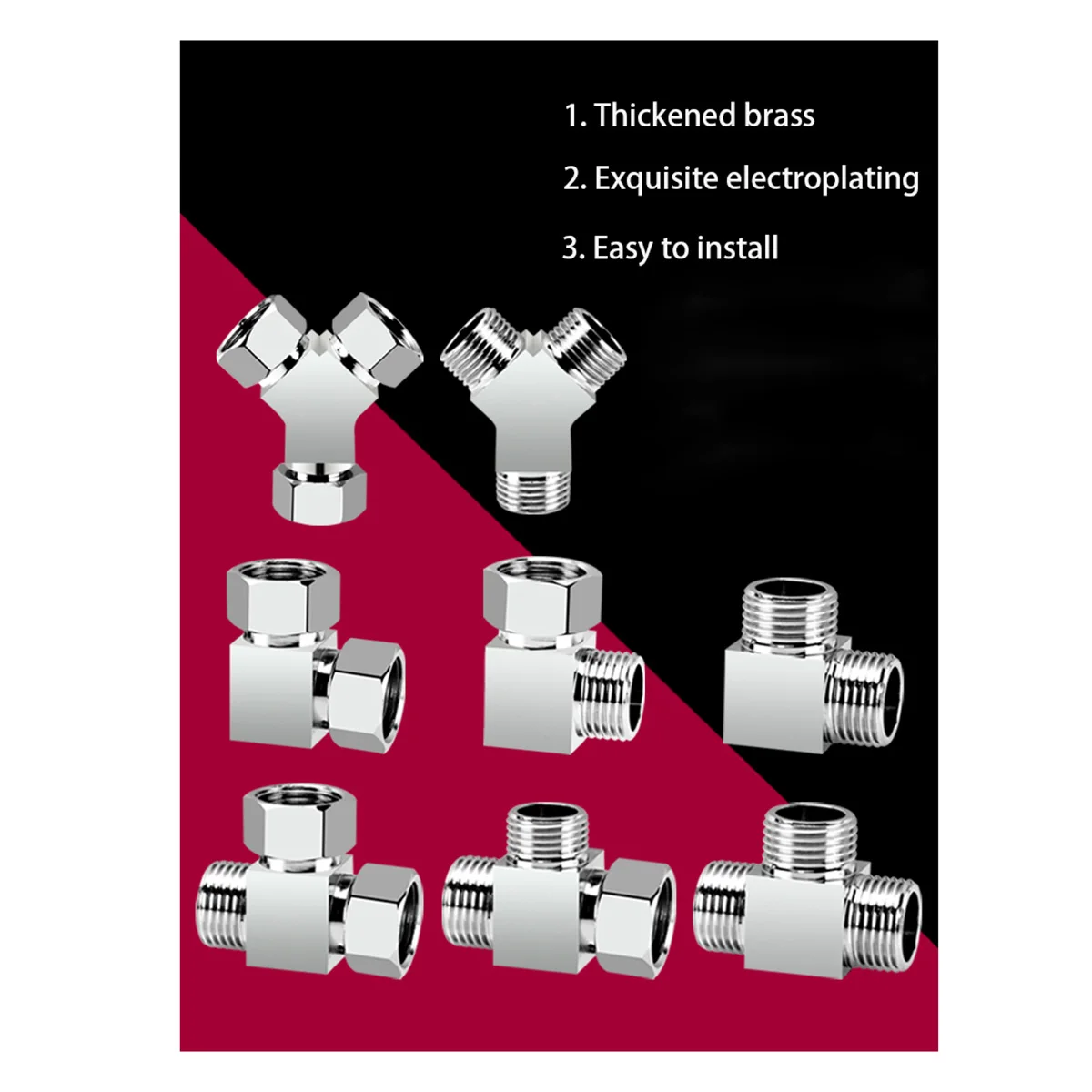 Distributore Di Acqua A Tre Vie In Rame Addensato Rubinetto A Quattro Vie Splitter A Tre Vie Uno In E Due Out Giunto Per Tubo Dell'Acqua