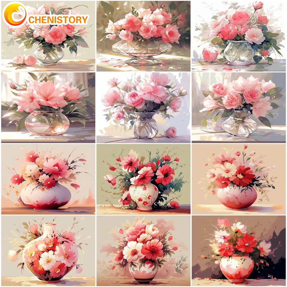 

CHENISTORY Flower Diy Frame Painting By Numbers Wall Art Picture Decorative Painting Paint By Numbers For Adult Kit Home Decor
