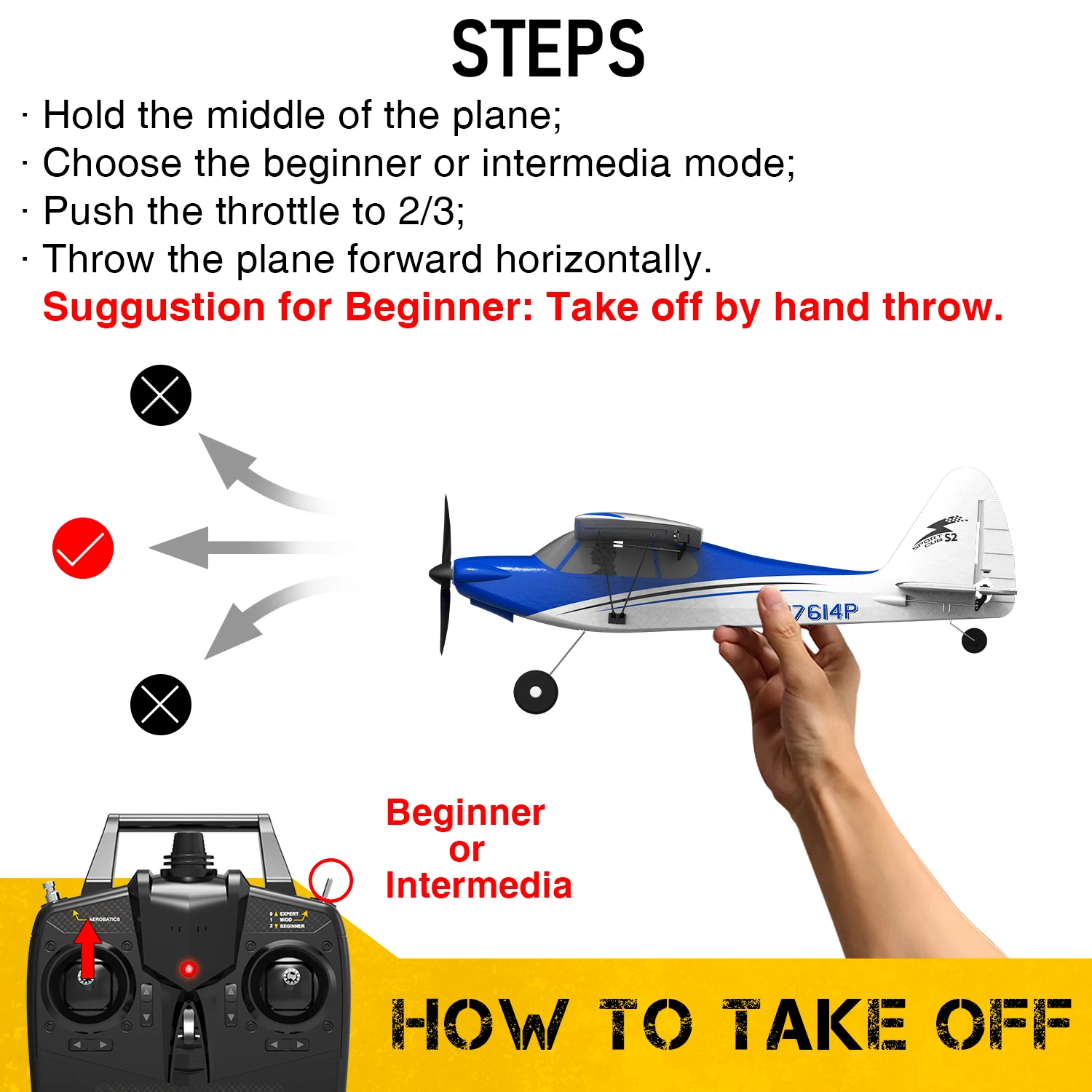 RC Plane Sport Cub 500 EPP Foam 500MM Wingspan 2.4G 4CH RC Glider Aircraft One-Key Aerobatic RC Fighter RTF 761-4 Toys Gifts 5