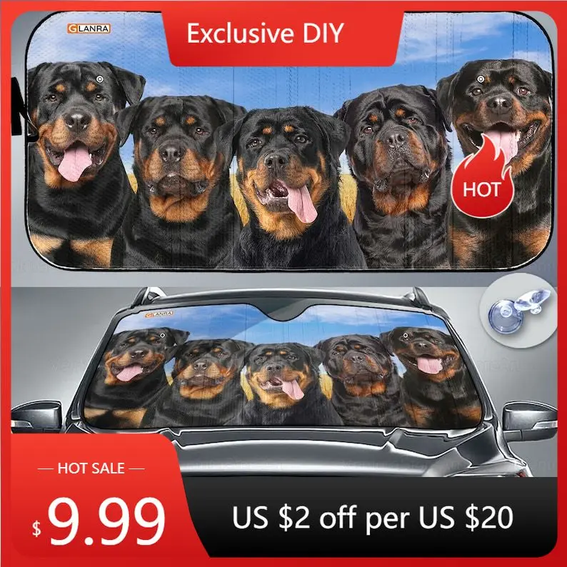 

Rottweiler Car Sunshade, Rottweiler Lover, Rottweiler Car Decor, Gift For Dad, Auto Sunshade, Dog Car Sun Protector, PHT172205F0