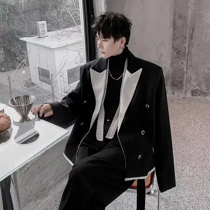 Chaqueta de talla grande para hombre, trajes y blazers de talla grande para hombre, abrigos de fiesta de un solo pecho, ropa de moda de primavera 2024, ropa masculina