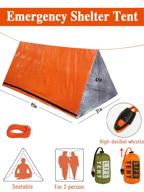 2 Person Emergency Tent Casa De Waterproof Camping Travel Pergola Family Campaign House Tourist Tents Cool Gear Equipment Coat 1