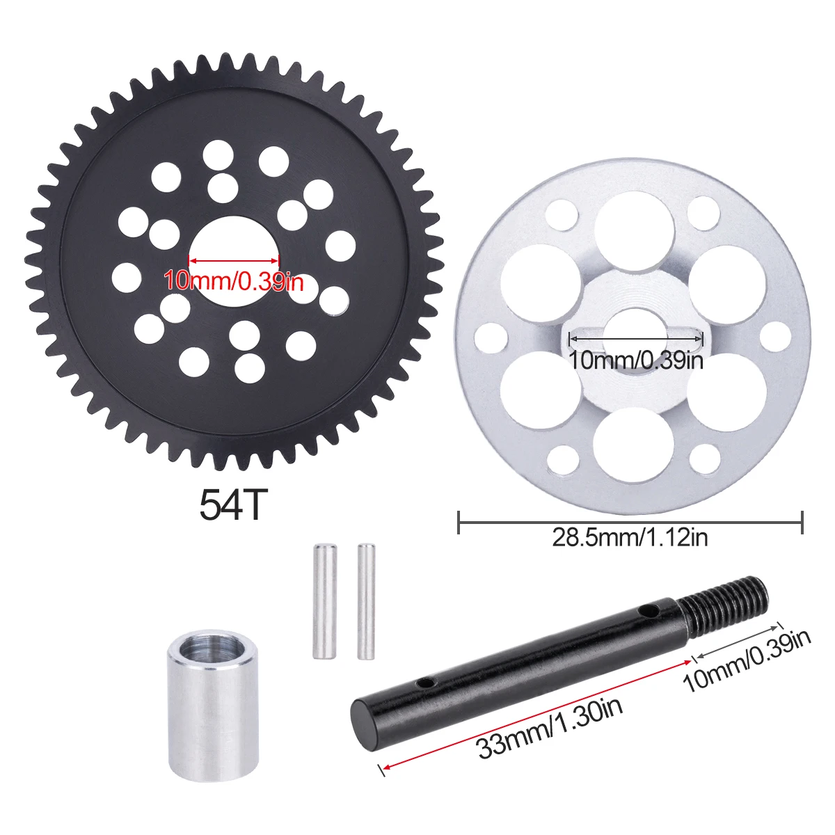 Kit d'élimination des glissements de roue dentée 32P installé sur un essieu Axial SCX10, prêt pour le crawling.