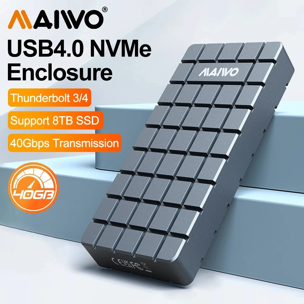 MAIWO 40Gbps Type C 4.0 M.2 NVMe External Case SSD Enclosure USB 4.0 HD 8TB Solid State Drive Case with Thunderbolt 3/4 Hard box