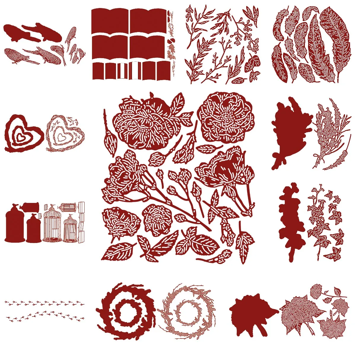 

Book Feather Birdcage Flower 2023 New Metal Cutting Dies For Scrapbooking Album Decoration Craft For Paper Photo Diy Greeting