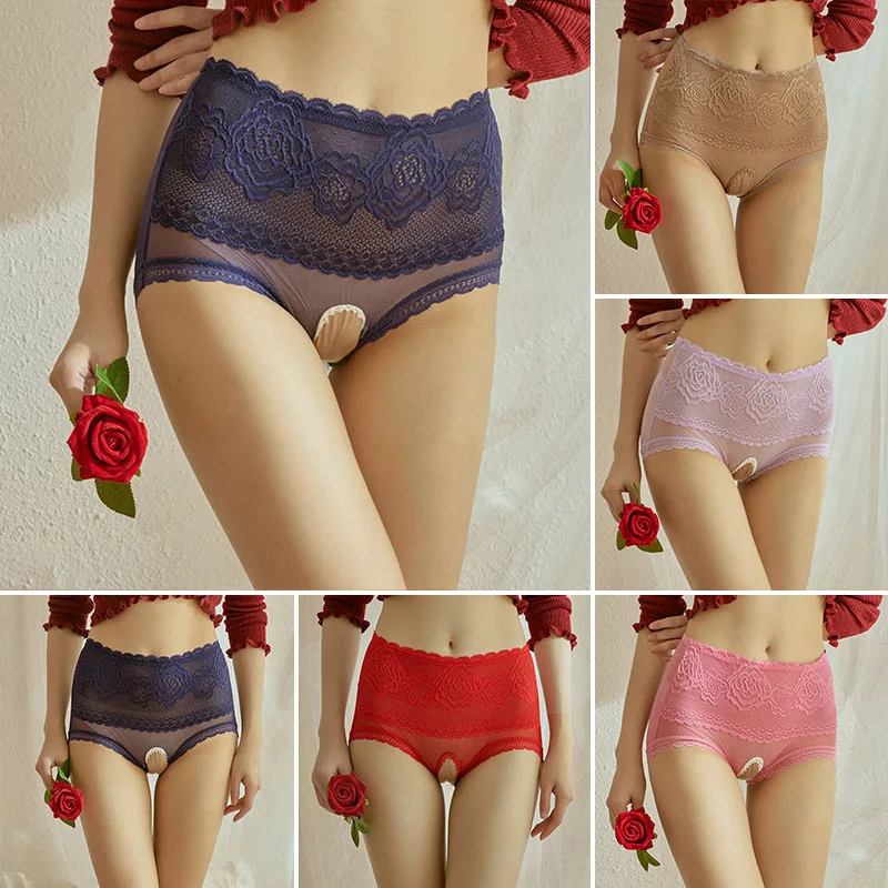 

Новинка 2023, Трусики с высокой талией и открытой промежностью, женское соблазнительное кружевное привлекательное нижнее белье в виде треугольника из сетчатой ткани