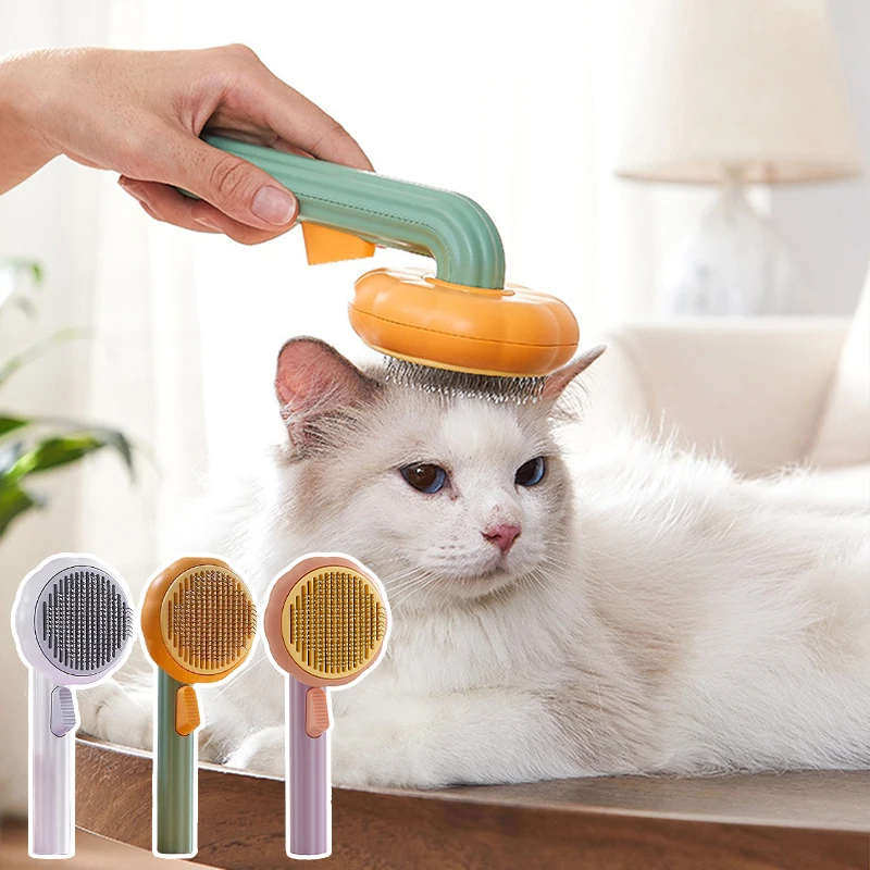 Pumpkin Pet Comb Self Cleaning Slicker Brush Hair Removal Comb Brush