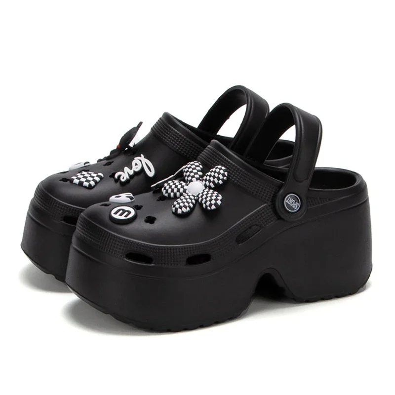 Women sandals Fashion Diy Platform Clogs Sandals Women Summer Thick Sole Wedge Slippers Woman Closed Toe Non Slip Outdoor Sandalias Mujer