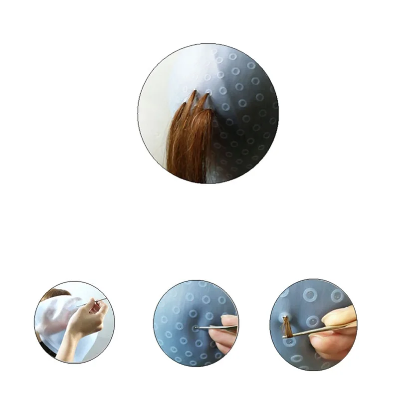 Reusable Silicone Hair Coloring Highlighting Cap With Hook Needle Pro Hair Color Dye Set Frosting Dyeing Tools Beauty Salon 5
