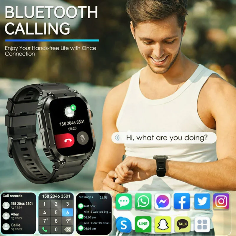 2024 Bluetooth Call Health Fitness Smart Watch Sports Bracelet All Day Heart Rate Detection Waterproof Smart Watch Men Clock