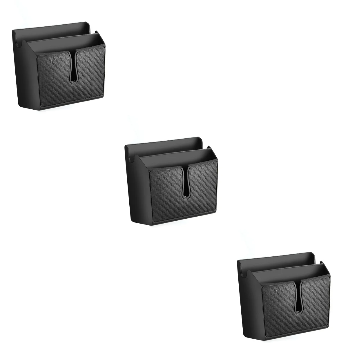 

3pcs Adhesive Car Storage Box Carbon Fiber Container Organizers Phone Holder for Car - Small Size